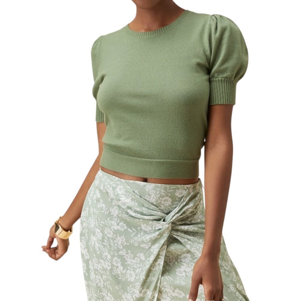 Blue Rain Women’s Puff Sleeve Knit Top with Back Bow | Size Small